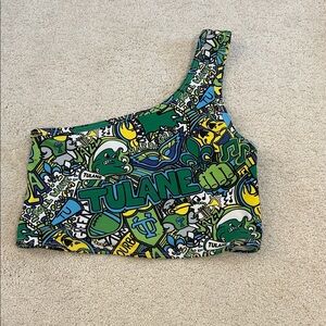 Tulane Graphic One-Shoulder Top